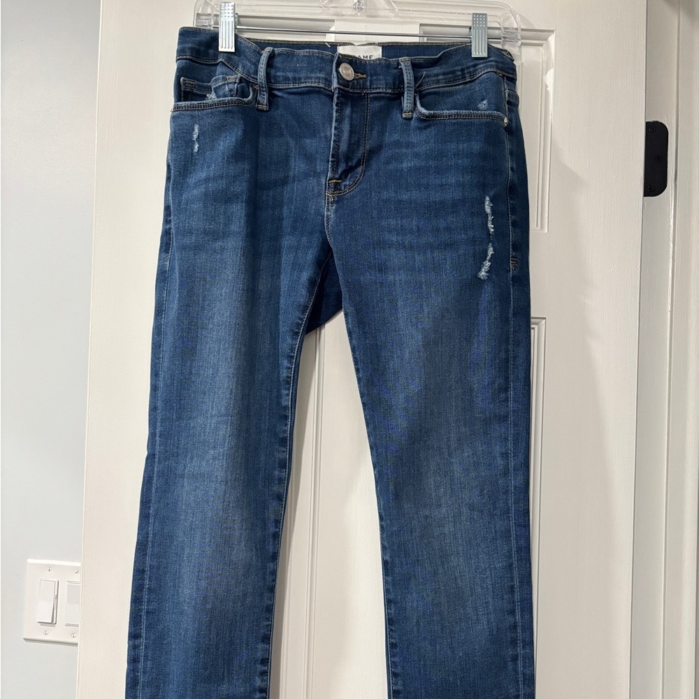 FRAME Le Garcon Slim Boyfriend Jeans Medium Wash Low Rise - Size 26